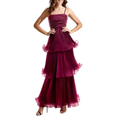 Taylor Womens Tiered Chiffon Evening Dress