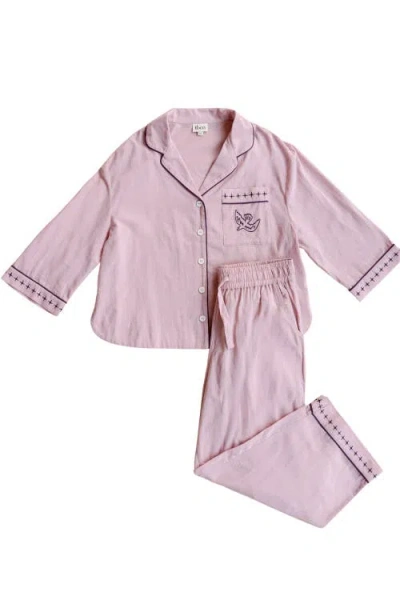 Tbco Cotton & Linen Long Pajamas In Pink