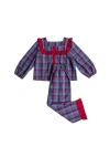 Tbco Cotton Cropped Leg Ruffle Pajamas In Blue