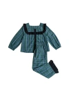 Tbco Cotton Cropped Leg Ruffle Pajamas In Green