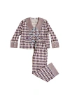 Tbco Cotton Harlequin Collar Pajamas In Neutral