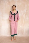 Tbco Cotton Ruffle Pajama Set Top In Pink Ruffle, Women's At Urban Outfitters