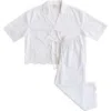 Tbco Cotton Shell Cropped Pajamas In White Shell