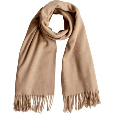 Tbco Lambswool Block Color Blanket Scarf In Brown