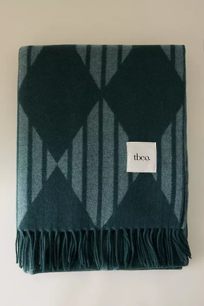 Tbco Lambswool Harlequin Jacquard Throw Blanket In Blue