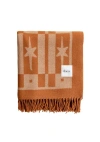 Tbco Lambswool Jaquard Throw Blanket In Orange