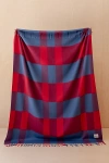 Tbco Lambswool Throw Blanket In Red Modern Check At Urban Outfitters In Multi