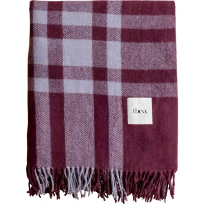 Tbco Recycled Wool Checkered Throw Blanket In Purple