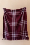 Tbco Recycled Wool Plaid Throw Blanket In Burgundy Modern Tartan At Urban Outfitters In Purple