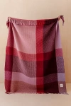 Tbco Recycled Wool Plaid Throw Blanket In Burgundy Waffle Block Check At Urban Outfitters In Multi