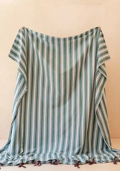 Tbco Stripe Cotton Duvet Cover In Green