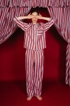 Tbco Striped Cotton Collared Pajama Set Top In Lilac Stripe, Women's At Urban Outfitters In Red