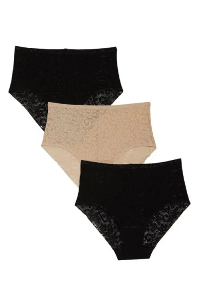 Tc Assorted 3-pack Lace Briefs In Black/black/warm Beige