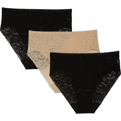 Tc Assorted 3-pack Lace High Cut Briefs In Black