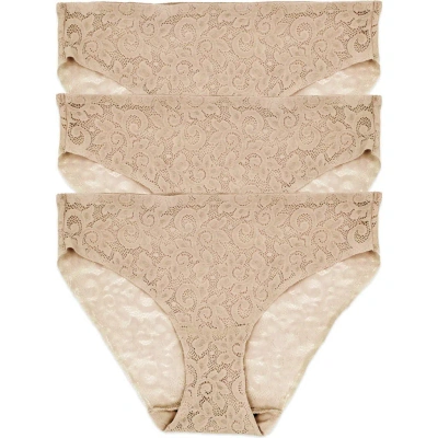 Tc Assorted 3-pack Lace Hipster Briefs In Warm Beige
