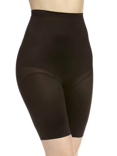 Tc Fine Intimates Adjust Perfect Hi Waist Thigh Slimmer Shapewear In Black In Brown