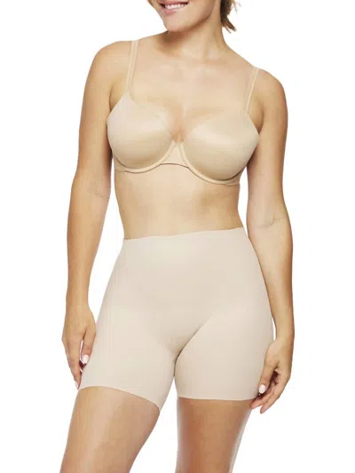 Tc Fine Intimates Dress Rehearsal Low-back Mid-thigh Shaping Short In Beige In Brown