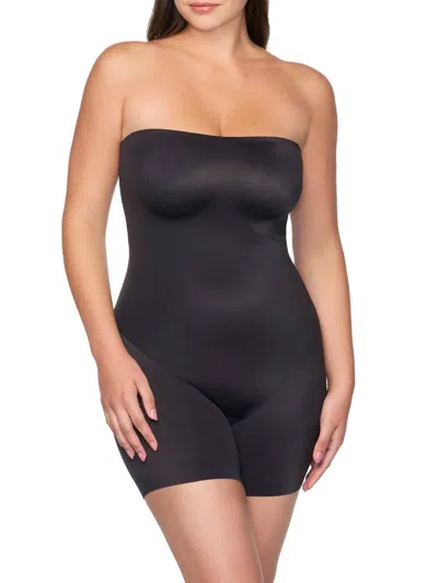 Tc Fine Intimates Dress Rehearsal Strapless Mid-thigh Shaping Bodysuit In Black