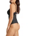 Tc Fine Intimates High Waist Shaping Thong In Black