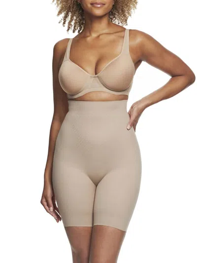 Tc Fine Intimates Iconic Core High-waist Booty Lift Thigh Slimmer In Stucco / Stucco In Neutral