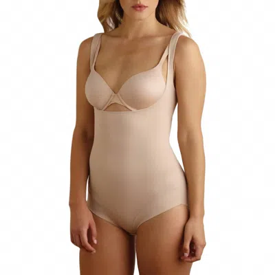 Tc Fine Intimates Shape Away Open-bust Bodybriefer In Beige In Neutral