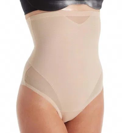 Tc Fine Intimates Sheer Shaping & Comfort Hi-waist Thong In Nude In Brown