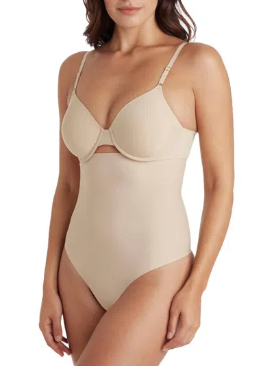 Tc Fine Intimates Sleek Essentials High-waist Thong In Warm Beige In Animal Print
