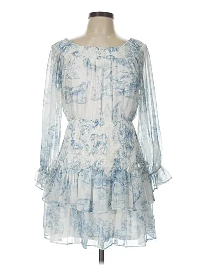 Pre-owned Tcec 3/4 Sleeve Top Blue Ruffles Neckline Tops