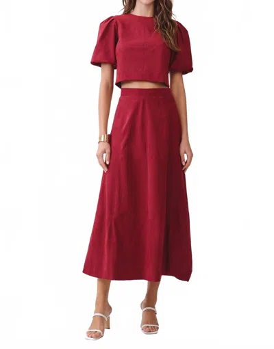 Tcec A-line Midi Skirt In Cranberry In Pink