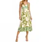 Tcec Abstract Print Midi Dress In Sage In Multi