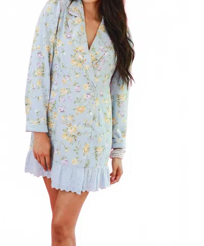Tcec Adorable Moment Floral Blazer Dress In Sky In Blue