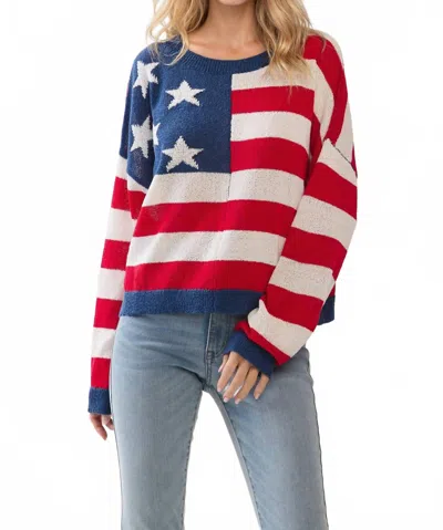 Tcec American Flag Pattern Knit Pullover Sweater In Red In Multi