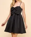 Tcec Angela Sleeveless Bow Mini Dress In Black In Black