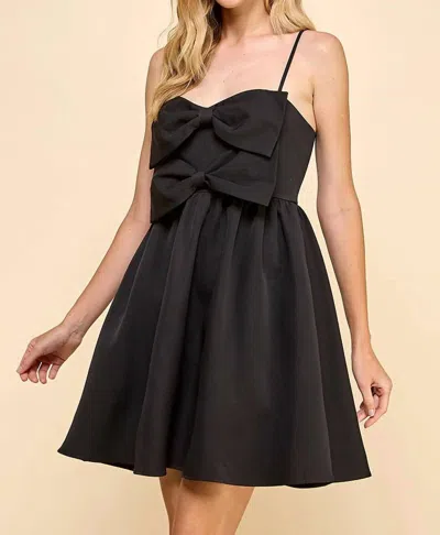 Tcec Angela Sleeveless Bow Mini Dress In Black
