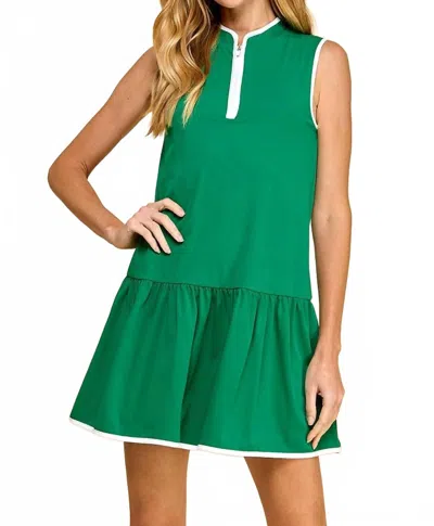Tcec Athletic Front Quarter Zip Dress In Green
