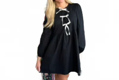 Tcec Babydoll Mini Dress With Bows In Black In Yellow