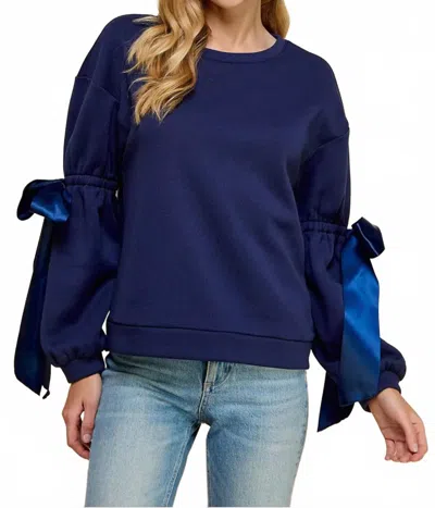 Tcec Bailey Bow Sweatshirt In Navy In Blue