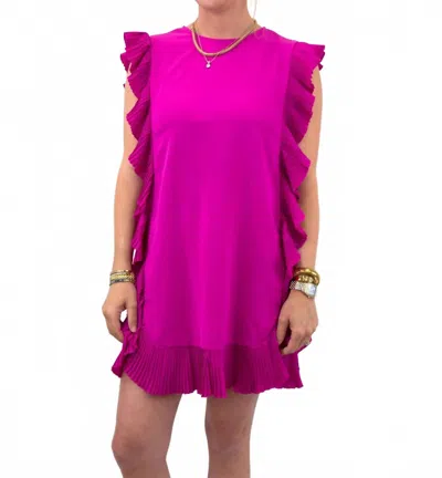 Tcec Barbie World Ruffled Trim Mini Dress In Magenta In Pink