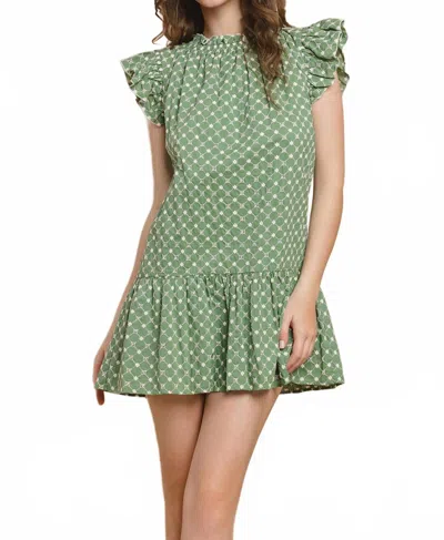 Tcec Barry Short Sleeve Mini Dress In Sage In Green