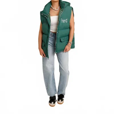 Tcec Best Hooded Puffer Vest In Green