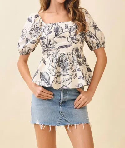 Tcec Botanical Puff Sleeve Top In Multi