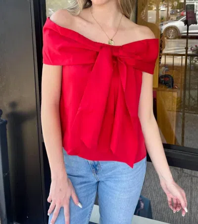 Tcec Bow Accented Off The Shoulder Top In Red