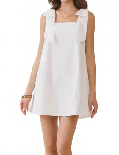 Tcec Bow Shoulder Mini Dress In White