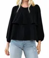 Tcec Bree Tiered Ruffle Blouse In Black In Black