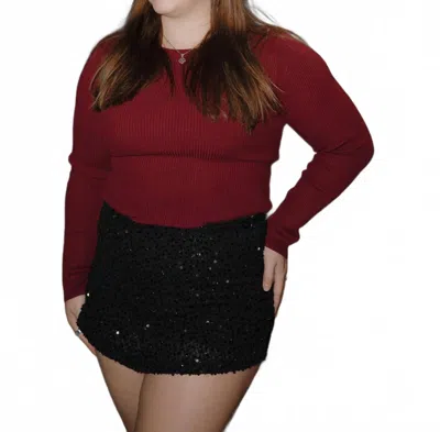 Tcec Brooklyn Sequin Mini Skort In Black Sequin
