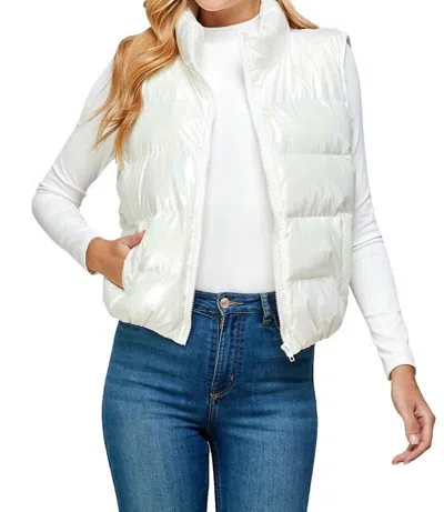 Tcec Bunny Iridescent Puffer Vest In White
