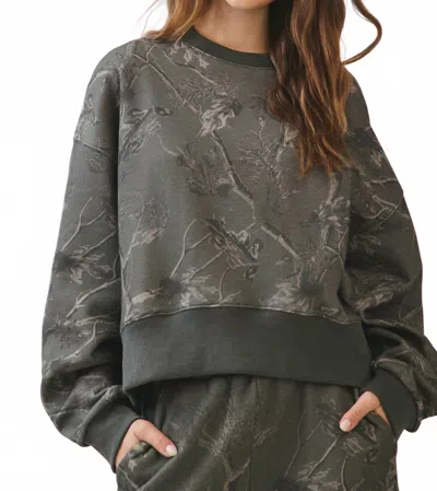 Tcec Camouflage Print Dropped Shoulders Sweatshirt In Olive In Green