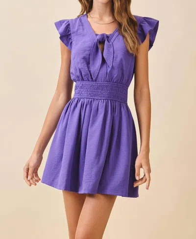 Tcec Carine Smocked Waist Mini Dress In Purple