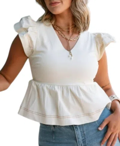 Tcec Chloe Peplum Top In White
