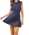 Tcec Structured Bodice Bubble Hem Lace Up Mini Dress In Navy In Blue